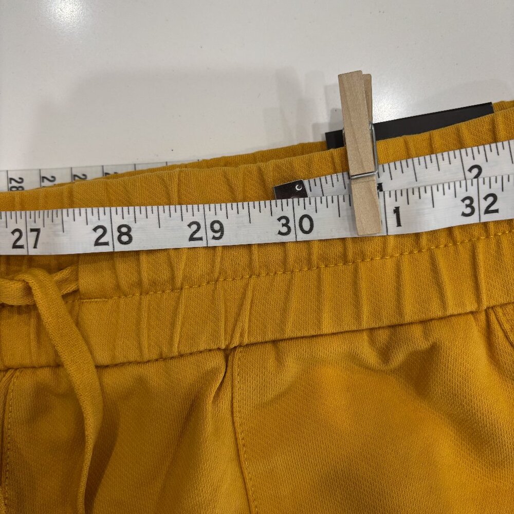 XS Yellow Cotton Short Mid Rise 3.5 Inseam Soft Tie Moisture Wicking Trapunto - Picture 10 of 11